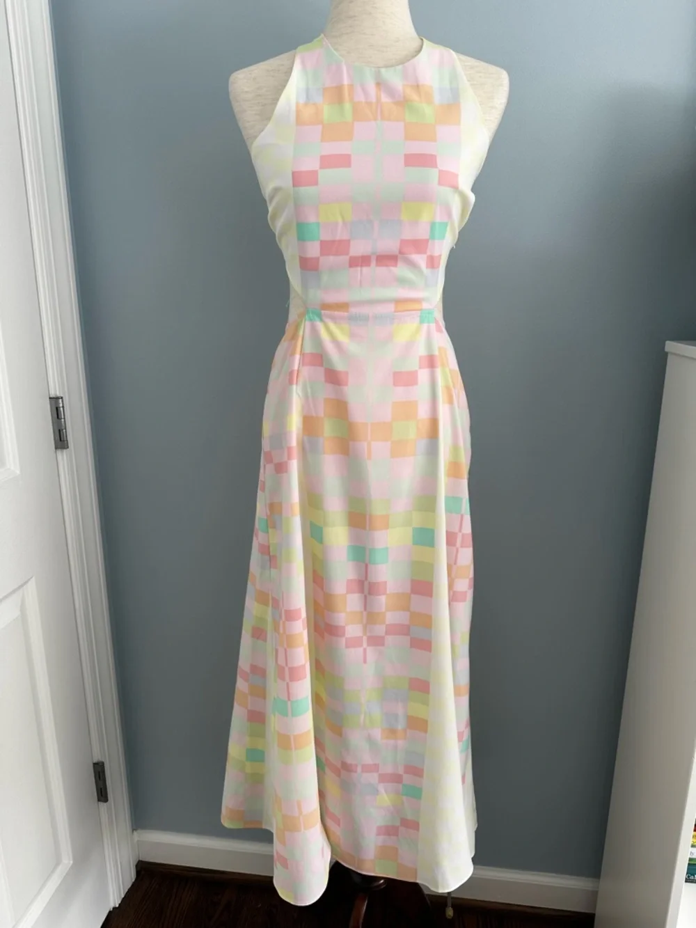 NWT Mara Hoffman Citrus Halter Maxi Dress Pink Orange Pastel Retro 80s Sz 4 - Picture 1 of 13